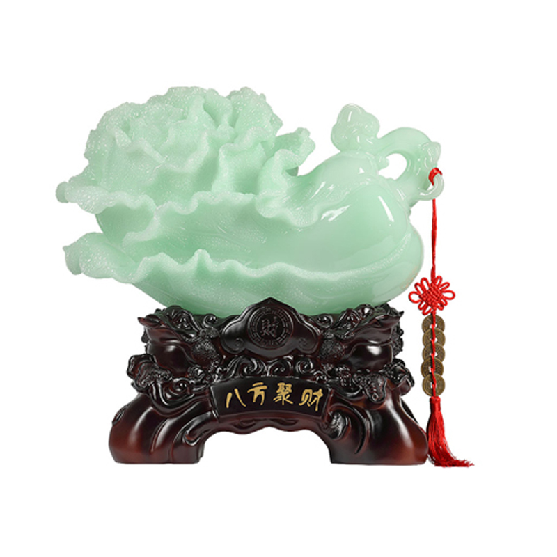 玉白菜招財(cái)擺件百財(cái)家居客廳酒柜玄關(guān)裝飾品店鋪公司喬遷開業(yè)禮品